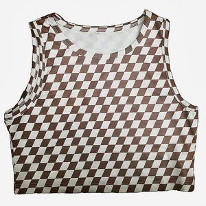 Checkered Print Crop Tank Top